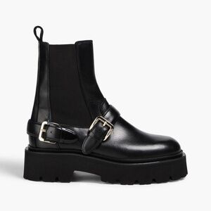 Sandro Black Leather Combat Boots